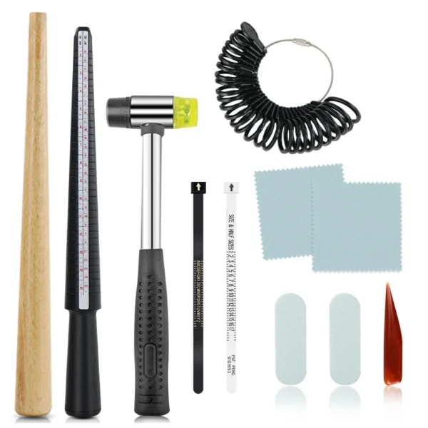 11Pcs Jewelry Soldering Kit with Ring Mandrel Sizer & Hammer Tools