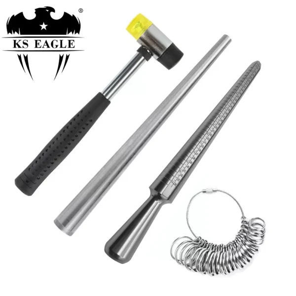 KS EAGLE Ring Sizer & Mandrel Set, Steel Gauge Kit for Jewelry Sizing & Soldering