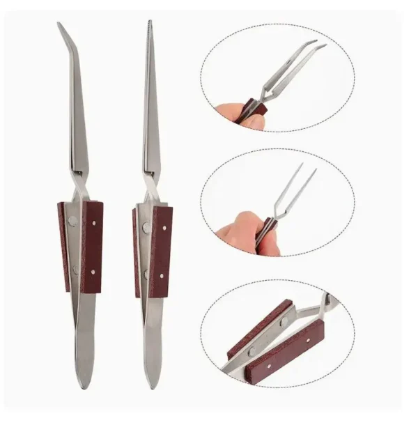 Jewelry Soldering Kit - Rebound Curved & Straight Tweezers with Selflock for Jewelry Repair