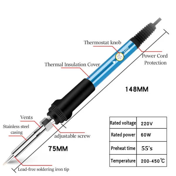 60W Jewelry Soldering Kit - Adjustable Temperature Iron Set - Image 4