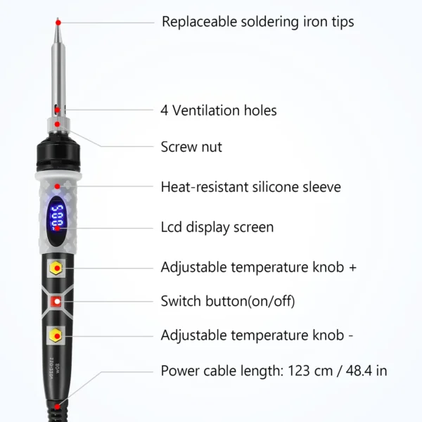 Jewelry Soldering Kit 80W Adjustable Temp, 10Pcs AU Plug - Image 4