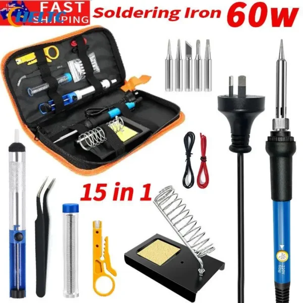 Jewelry Soldering Kit 220V 60W Adjustable Temperature 15-in-1 Tool Set - Image 2