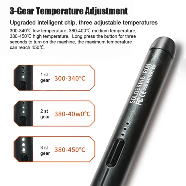 Jewelry Soldering Kit: USB Rechargeable Iron, 800mAh, Adjustable 300-450℃ - Image 5