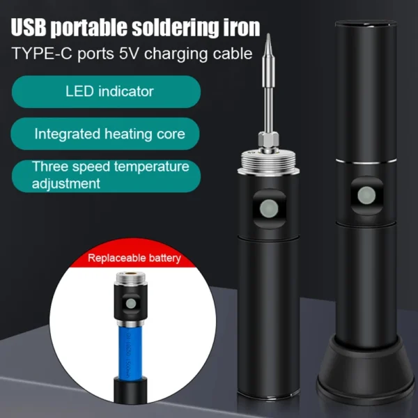 Jewelry Soldering Kit: USB Rechargeable Iron, 800mAh, Adjustable 300-450℃ - Image 2